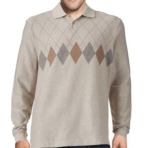 Haggar Men's Classic-Fit Argyle Jacquard Polo L